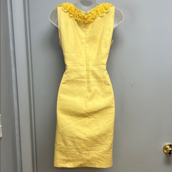 Taylor Yellow Linen Dress Sleeveless Ruffle Trim Shift Fit & Flare Size 6 - Picture 4 of 13